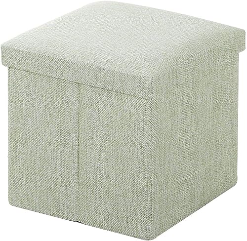 Repose-Pieds Ottoman Vert Clair coffre de rangement pliable et compact - 2