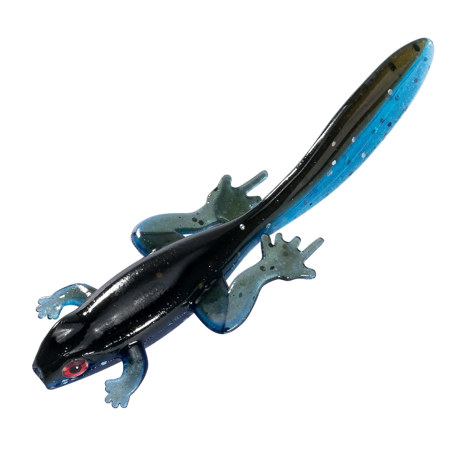 blue frog fishing lures Dr.Fish 6 Pack Soft Plastic Baits, 3.2 Inches Tadpole Swimbaits Frog Bass Crappie Lures Creature Lizard Bait Shad Drop Shot Panfish color-green-pumpkintreuse duty black nickel hook Mann's Big Worm for Test:10LB