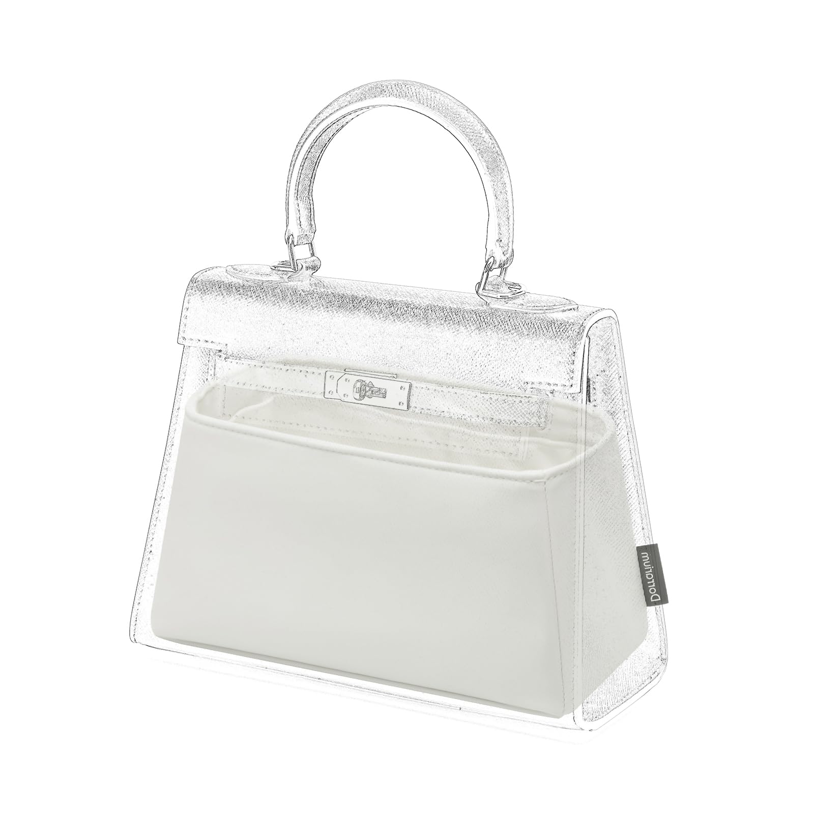 Silk Purse Organizer Insert Fits Hermes Kelly, Luxury Satin Bag Shaper with Divider, Silky Smooth Non-Slip Handbag Organizer for Designer Bags