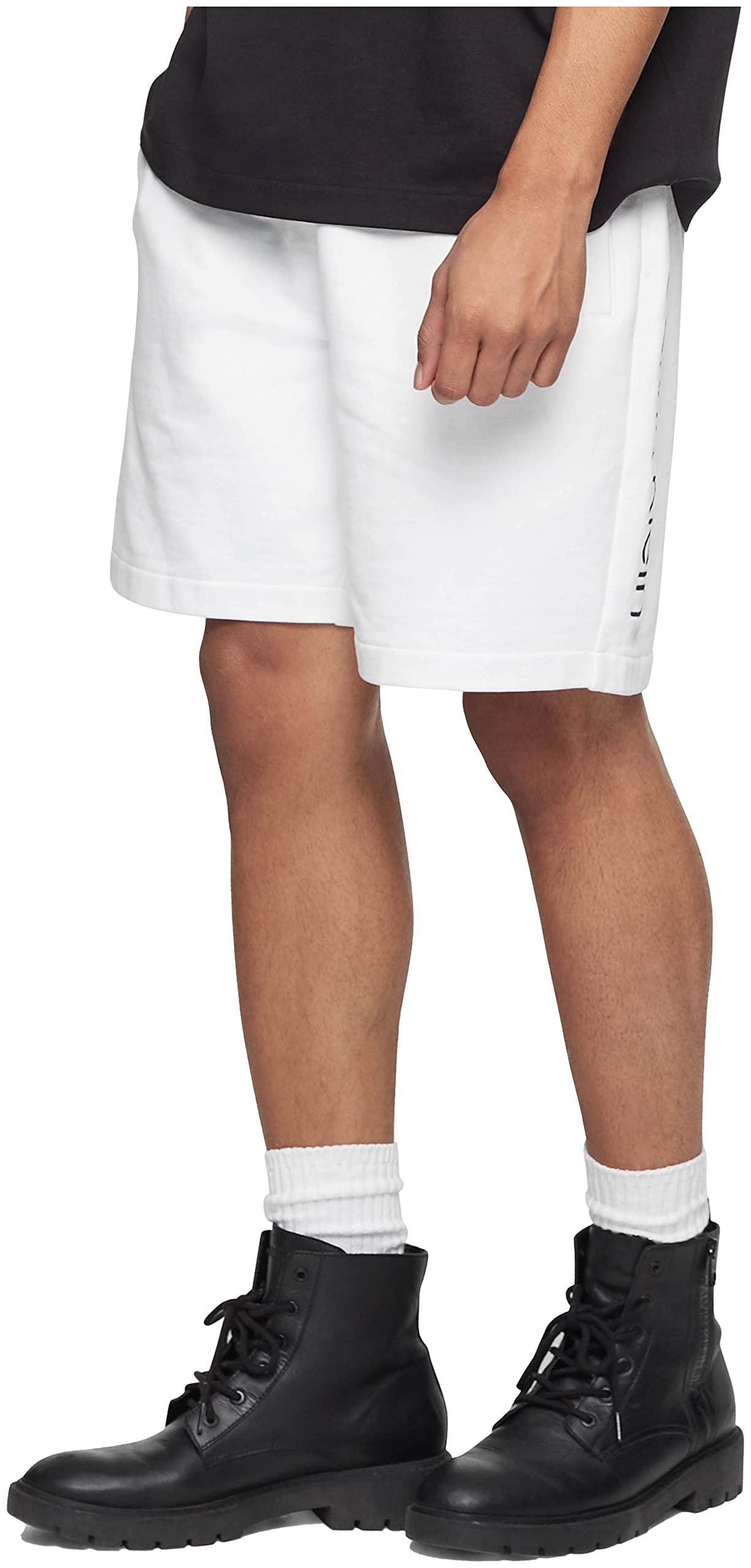 Calvin KleinMen's Logo French Terry Shorts, Brilliant White, Extra Large