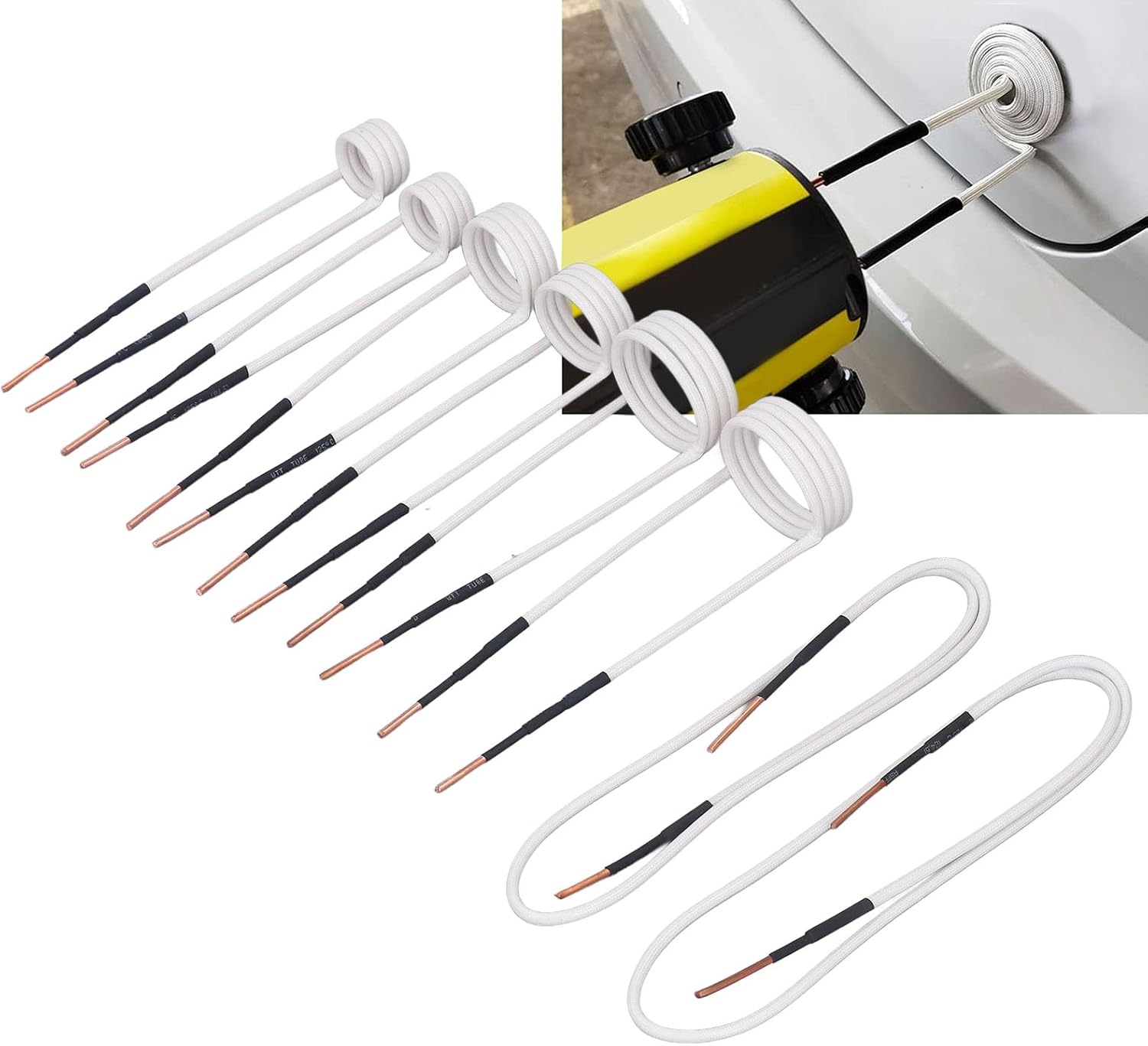 Screw Removal Heater Coil, 8Pcs Induction Heater Coil 2.5mm Brass Core 4 Types Set Kit for Bolts Nuts Removal