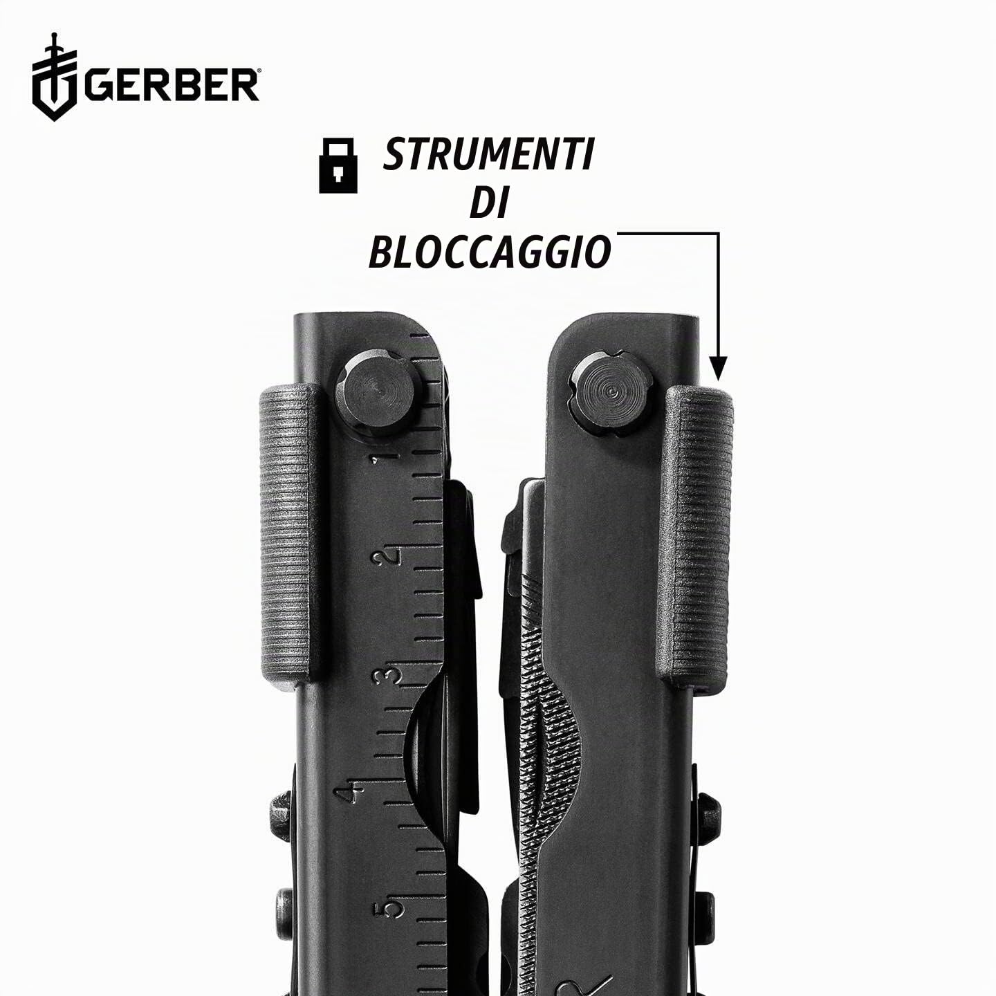 Gerber Multi-Tool con Due Coltelli e Fodero in Pelle, Mp600 Full-Size, con 14 Funzioni, Nero, 7550 | Con 14 Funzioni, Nero, 7550, 7550