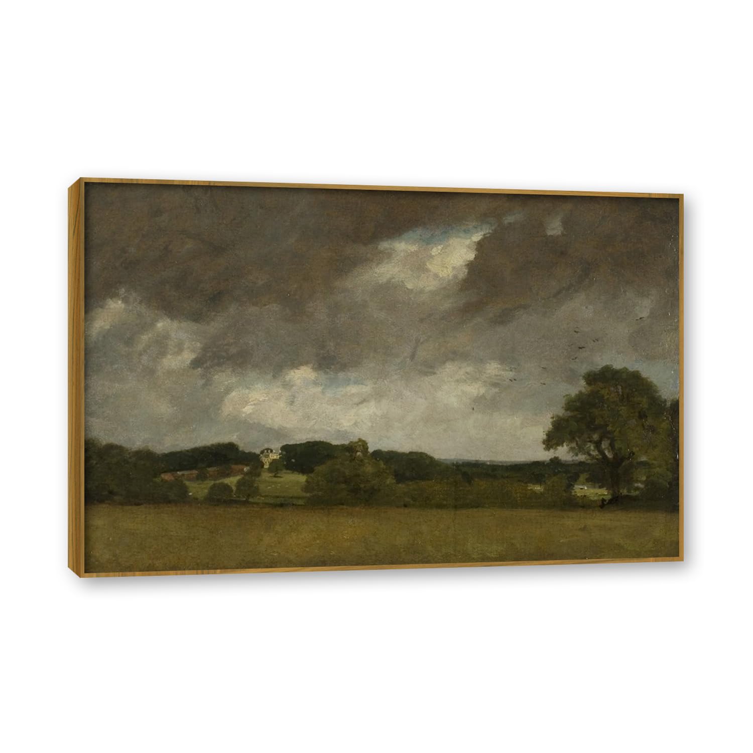 NHLDZYH Rama z drewna tekowego John Constable Reprodukcja (krajobraz 61), angielski romantyczny styl malarski, idealny na prezenty i dekoracje świąteczne. 30 x 45 cm