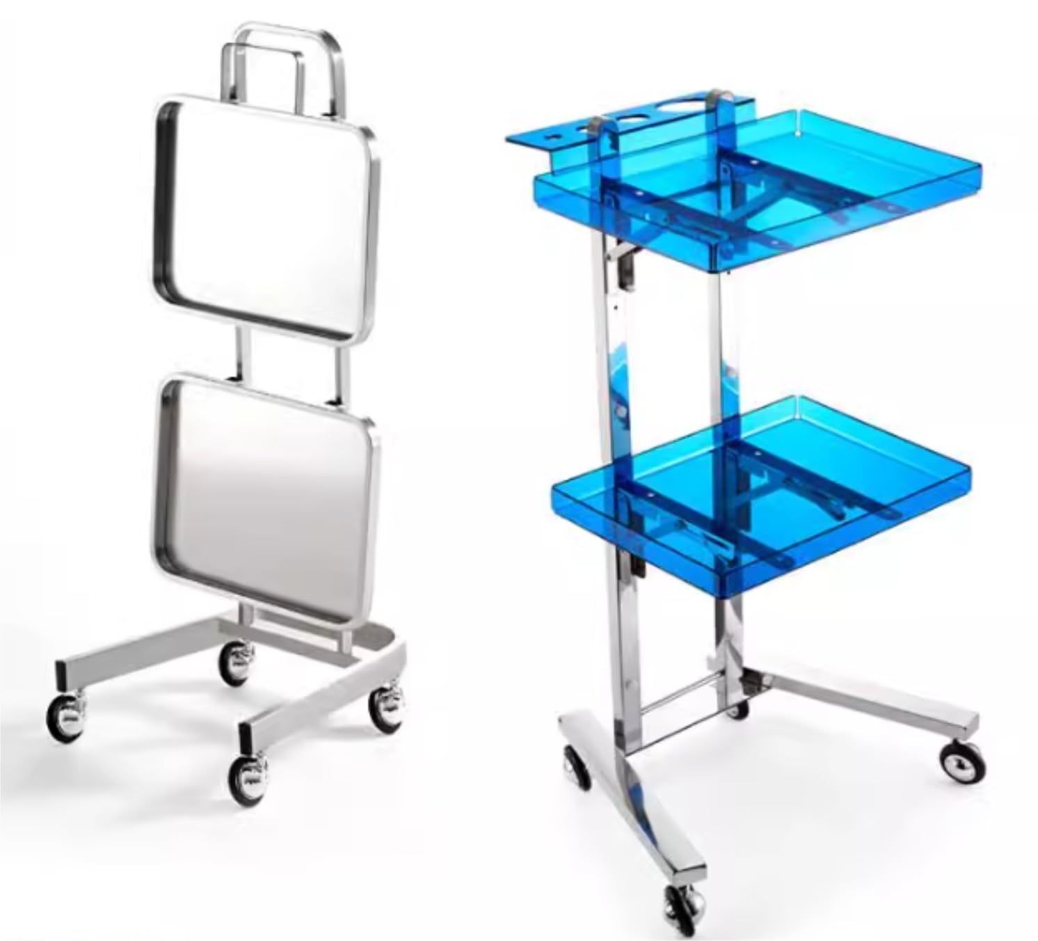 Carrello di rotolamento in acciaio inossidabile con 2 vassoi le Carrello da cucina Carrello di servizio pieghevole su ruote per vassoio Salon C Sto Versatile Utili Cart