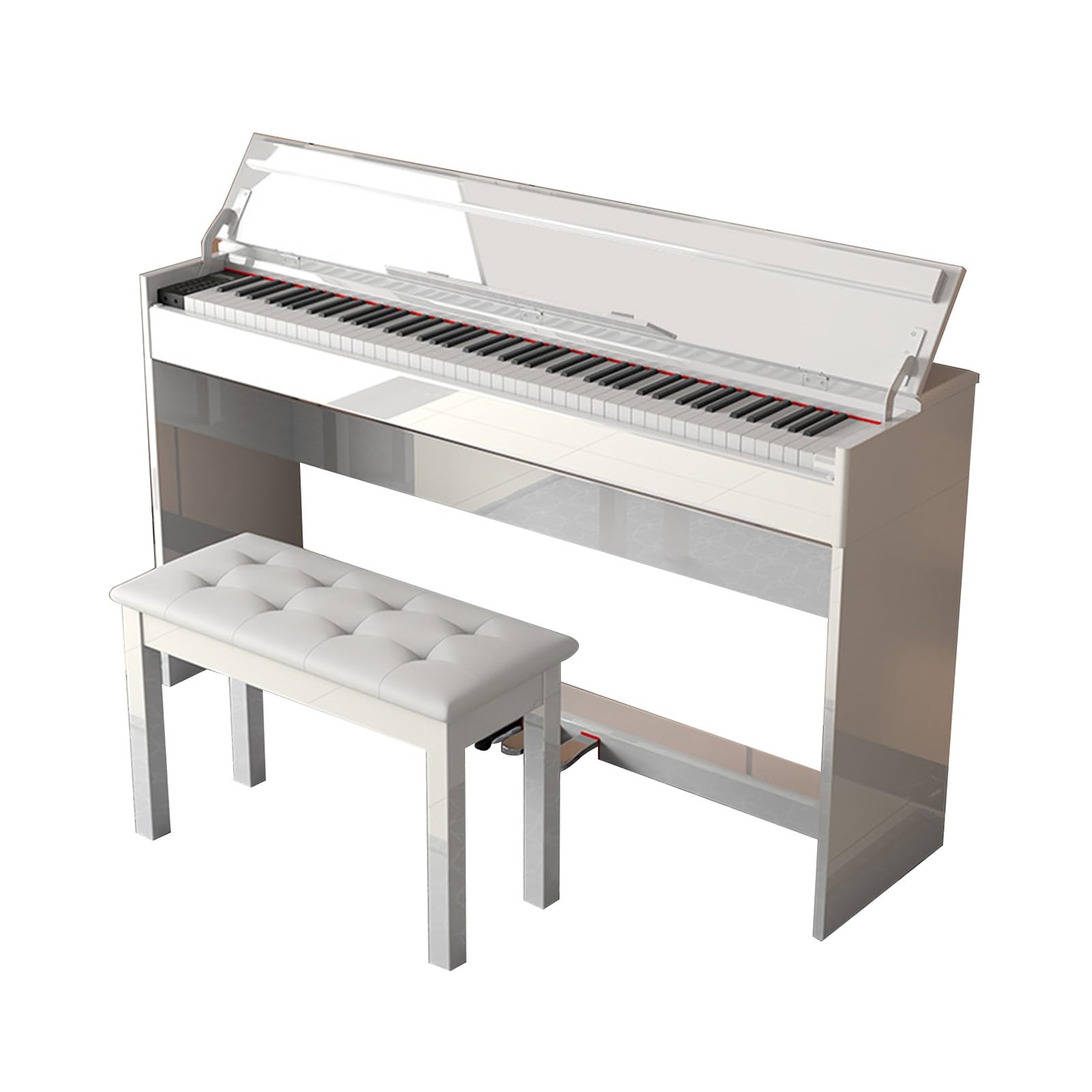 Piano digital Piano eléctrico con acción de martillo ponderado de 88 teclas Piano con cubierta, triple pedal, banco, conexión MIDI USB for adolescentes adultos principiantes profesionales (Color : Wh