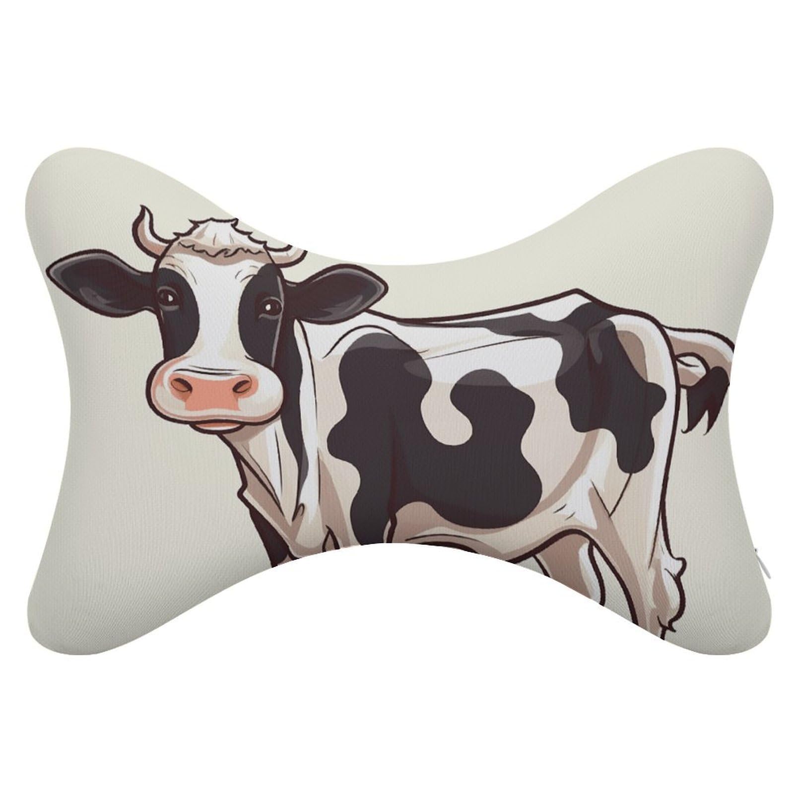 FekiLoot Dairy Cow Car Headrest Set of 2,Softness Memory Foam Car Neck Pillow with Breathable Removable Cover Car Neck Support Pillow Ergonomic for Driving, Office