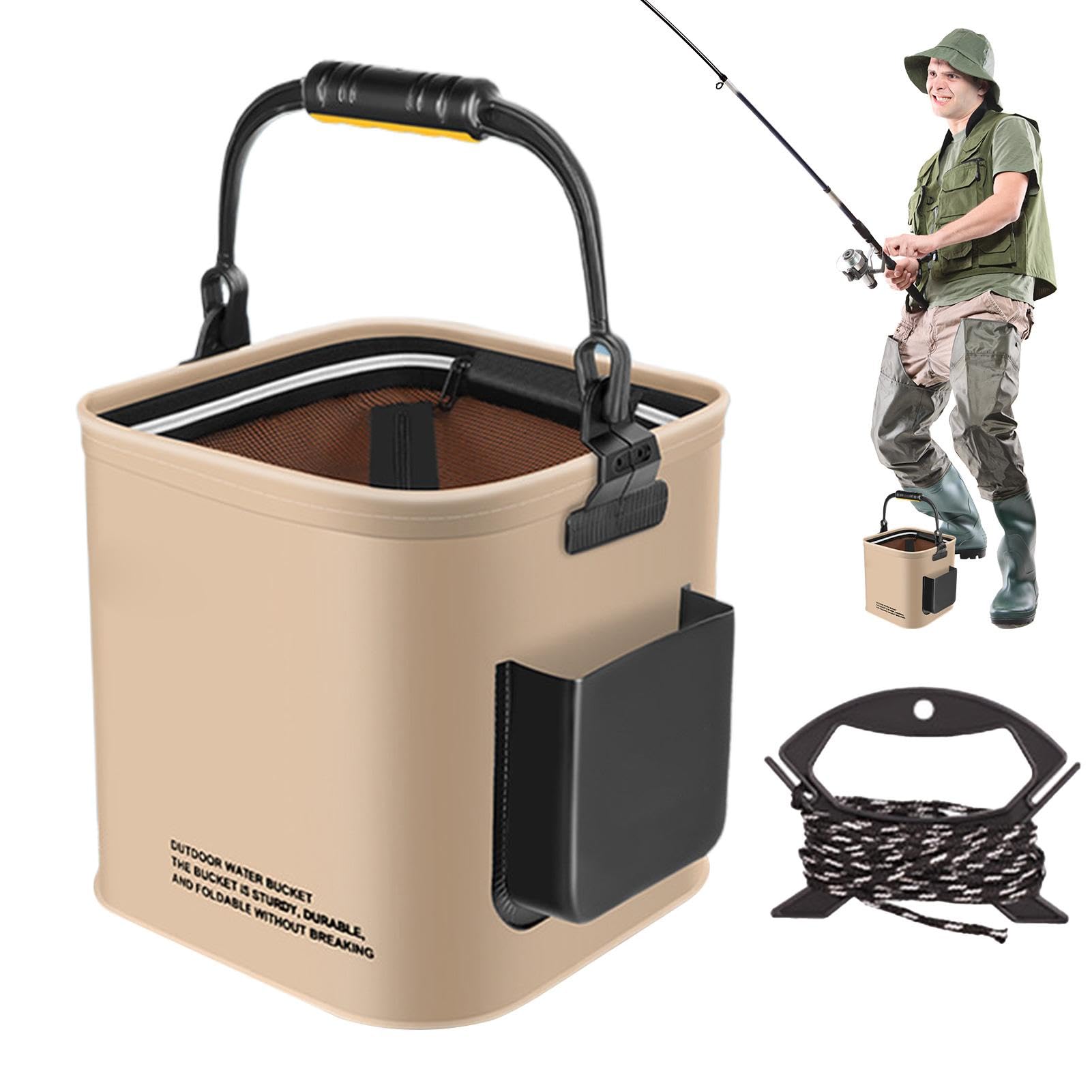 Balde De Pesca Portátil, Seau De Pêche Pliable Et Portable For Aquarium De Poissons Vivants, Idéal For Le Camping Et La Pêche En Plein Air