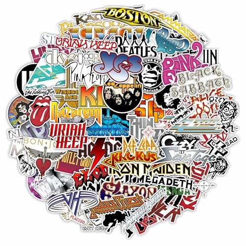 BulbaCraft 81Pcs Large Classic Rock Stickers, 50s 60s 70s Rock Stickers, Band Decals, Guitar Music...