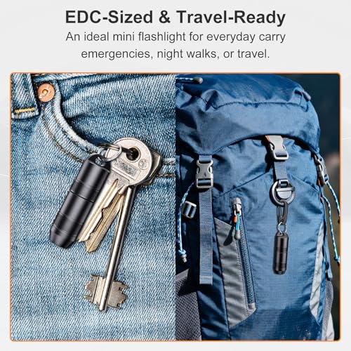 Image of 2-Pack Mini Keychain Flashlights, 100 Lumens, USB-C, Black