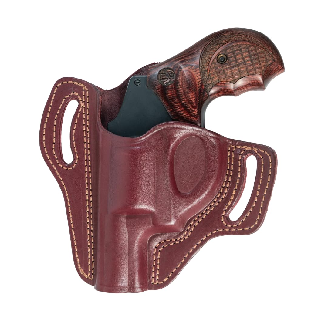 Cardini Leather Premium OWB Concealed Carry Holster for 5-Shot Revolvers, S&W J Frame, Taurus 605, 642 Airweight