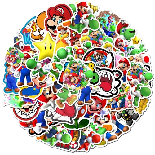 50pcs Mario Stickers Pack Cute Stickers for Kids Teens Adults Waterproof Vinyl Decals Japanese Anime Stickers for Water Bottles Scrapbook Laptop journaling (mlo)
