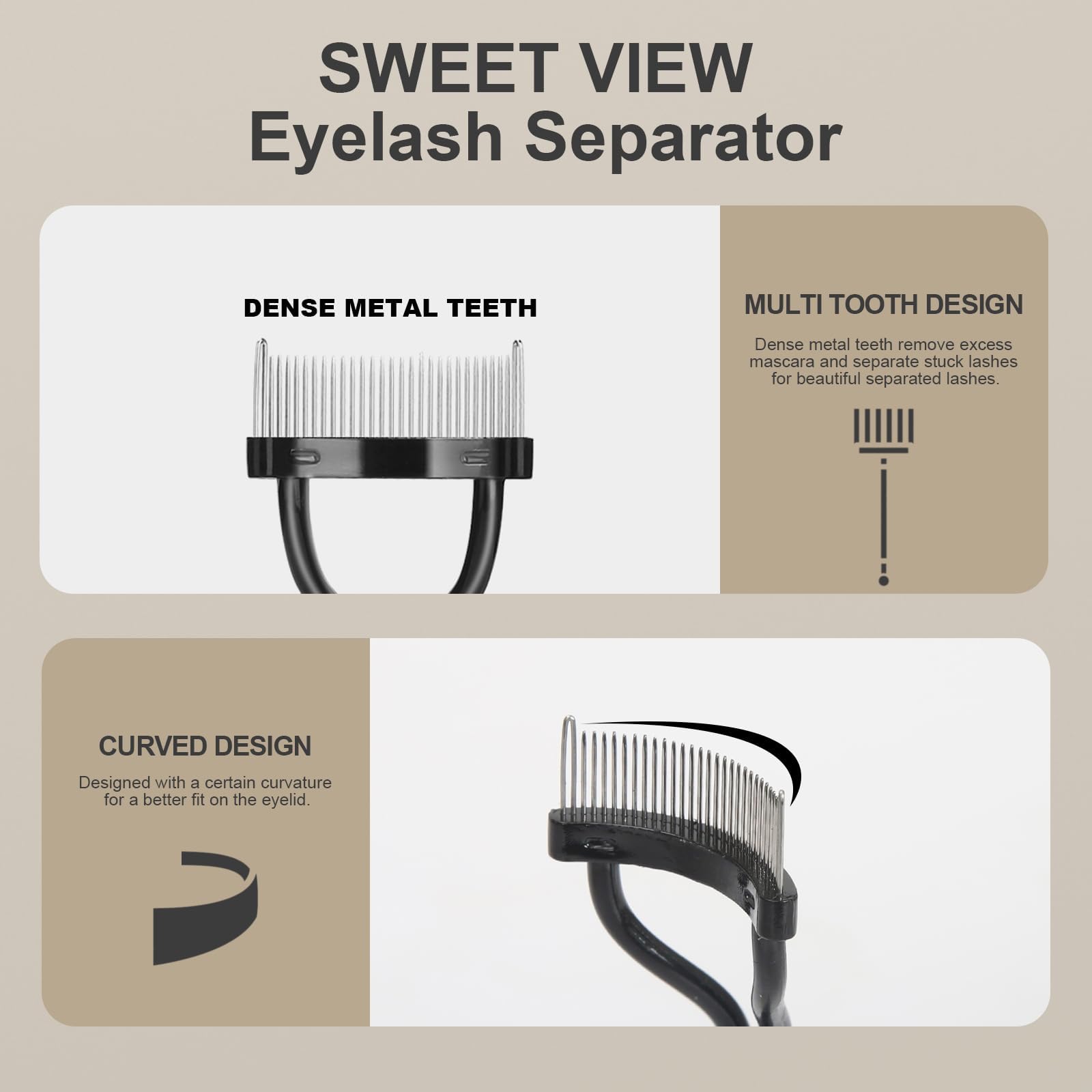 Eyebrow Brush Eyelash Separator Brow Comb & Lash Spoolie Professional Eye Makeup Tools beautiful separated lashes. (3 Pieces Set) - Image 6 thumbnail