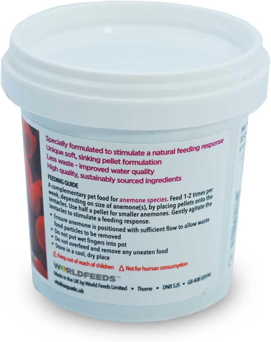 Vitalis Marine Anemone Pellets 4mm, 60g (3.52oz) - Premium Fish Food for Healthy Anemones and Marine Invertebrates in Saltwater Aquariums