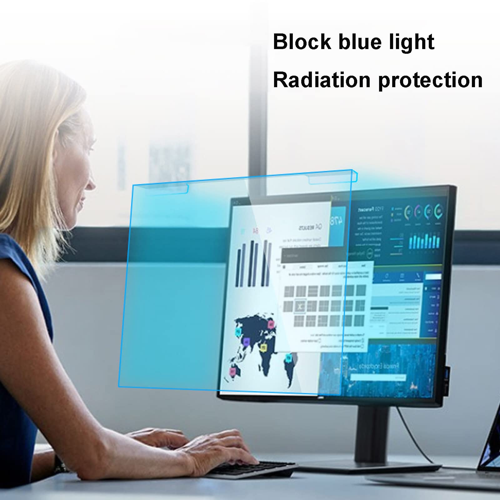 Protezione per schermo a luce blu progettata per laptop,notebook,monitor,acrilico facile da installare e rimovibile,filtro antiriflesso,protezione per gli occhi anti-uv,Filtro Anti Luce Blu Premium