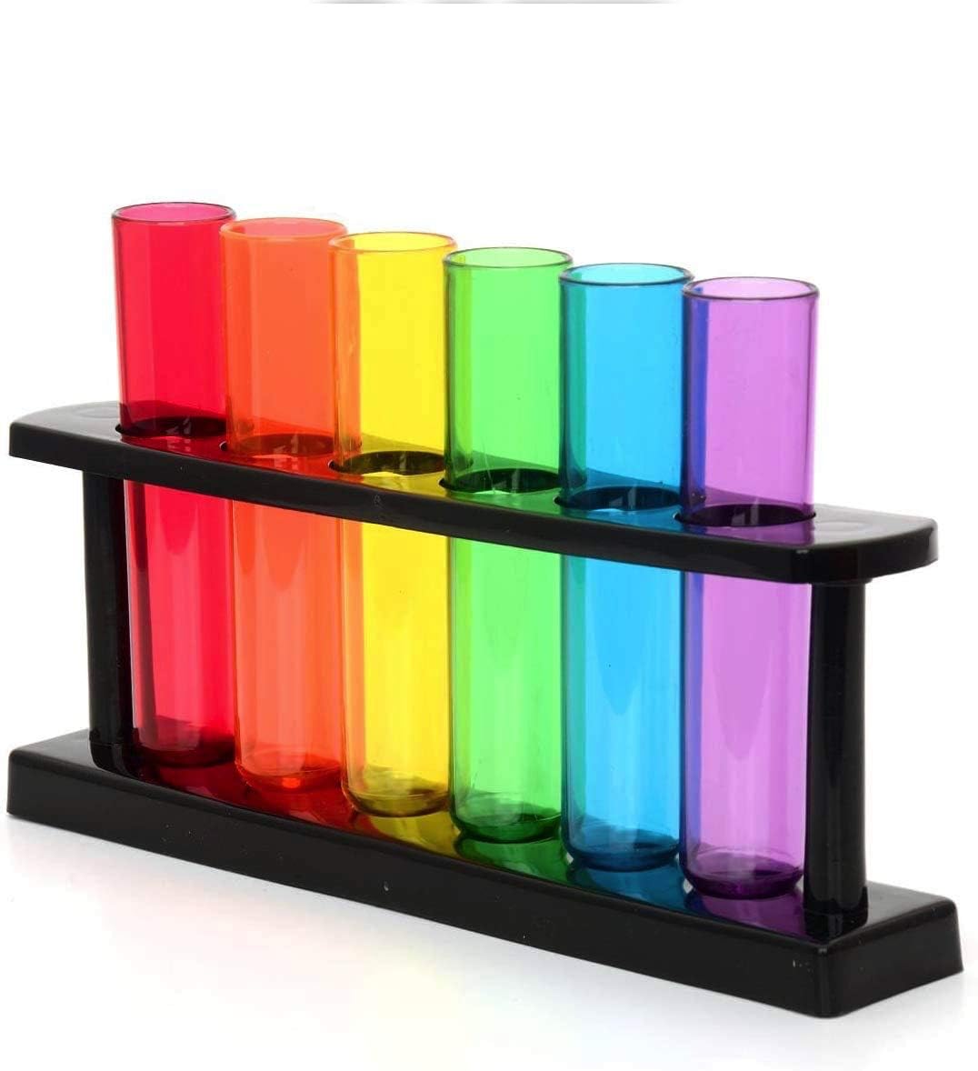 CKB LTD - Bar Amigos Test Tube Party Drink Shots Plastic Glasses Novelty Shooters - Multi colour - Set of 6
