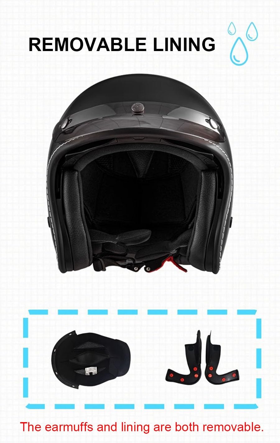 Casco De Motocicleta Abiertos ECEDOT Homologado Medio Casco Protector con Visera Cascos Jet De Estilo Vintage Cascos Half-Helmet para Hombres Y Mujeres