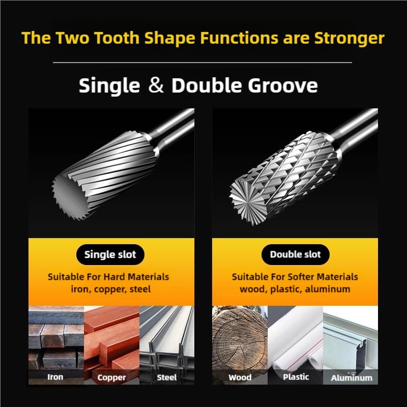 Image of 10pcs Tungsten Steel Grinding Head 12mm Carbide Mini Drill Diamond Burs Material Shank 6mm Rotary File Metal Milling Cutter Tool 1 /4x1 /2 Set