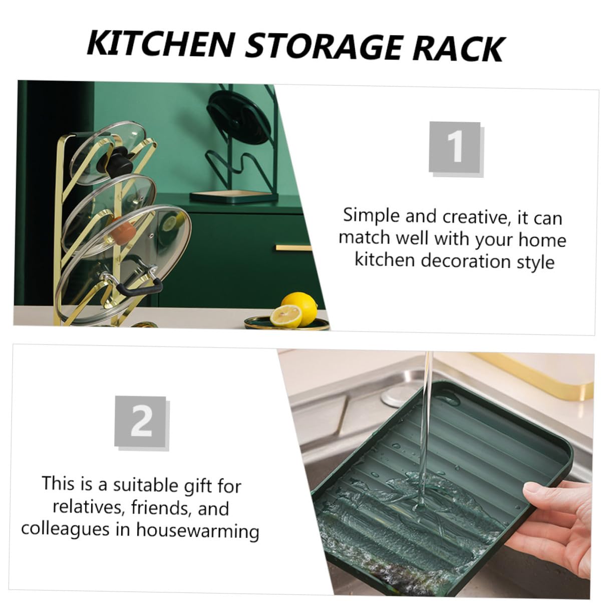 Generico Scaffale di Stoccaggio per Cucina Multistrato in Pp, Silicone e Ferro Design Creativo e Funzionale per Coperchi Pentole e Oggetti di Uso