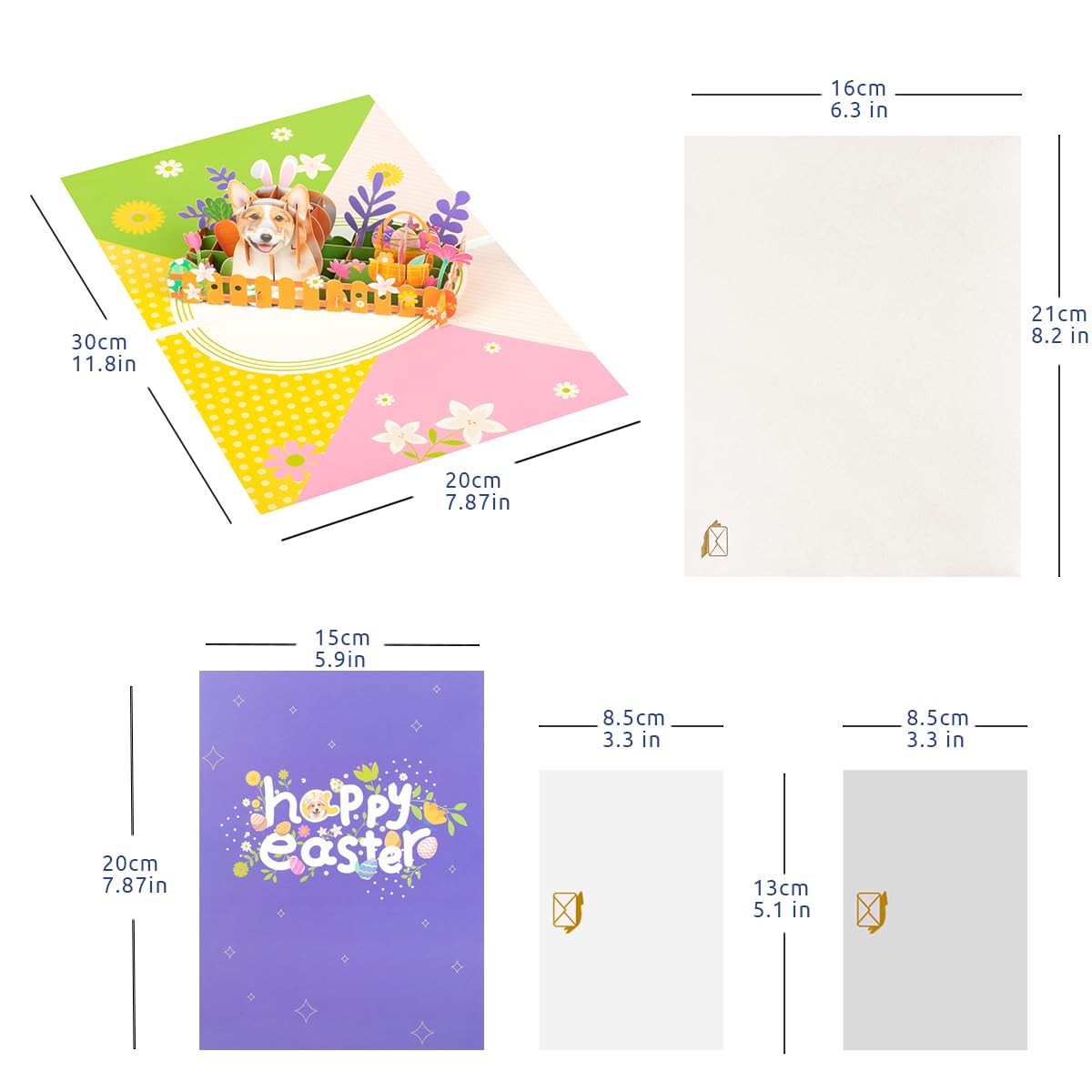 CNLITIHEKA Happy Easter Pop Up Cards, 3D Dog Easter Greeting Cards, Easter Pop Up Card, Pop Up Greeting Cards, Includes Envelope - Image 2