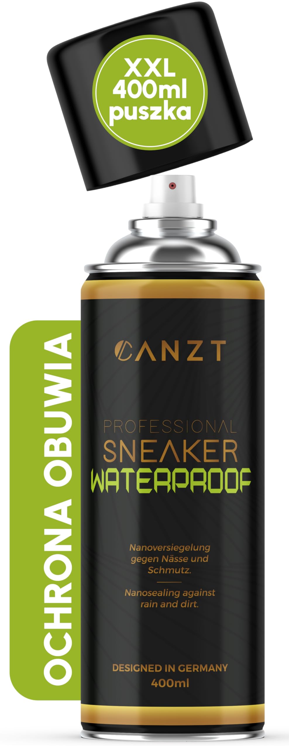 Canzt Impregnat do Butów 400 ml – Spray Ochronny do Skóry, Zamszu, Nubuku i Tkanin – Wodoodporny i Oddychający Preparat do Sneakersów i Obuwia Outdoorowego