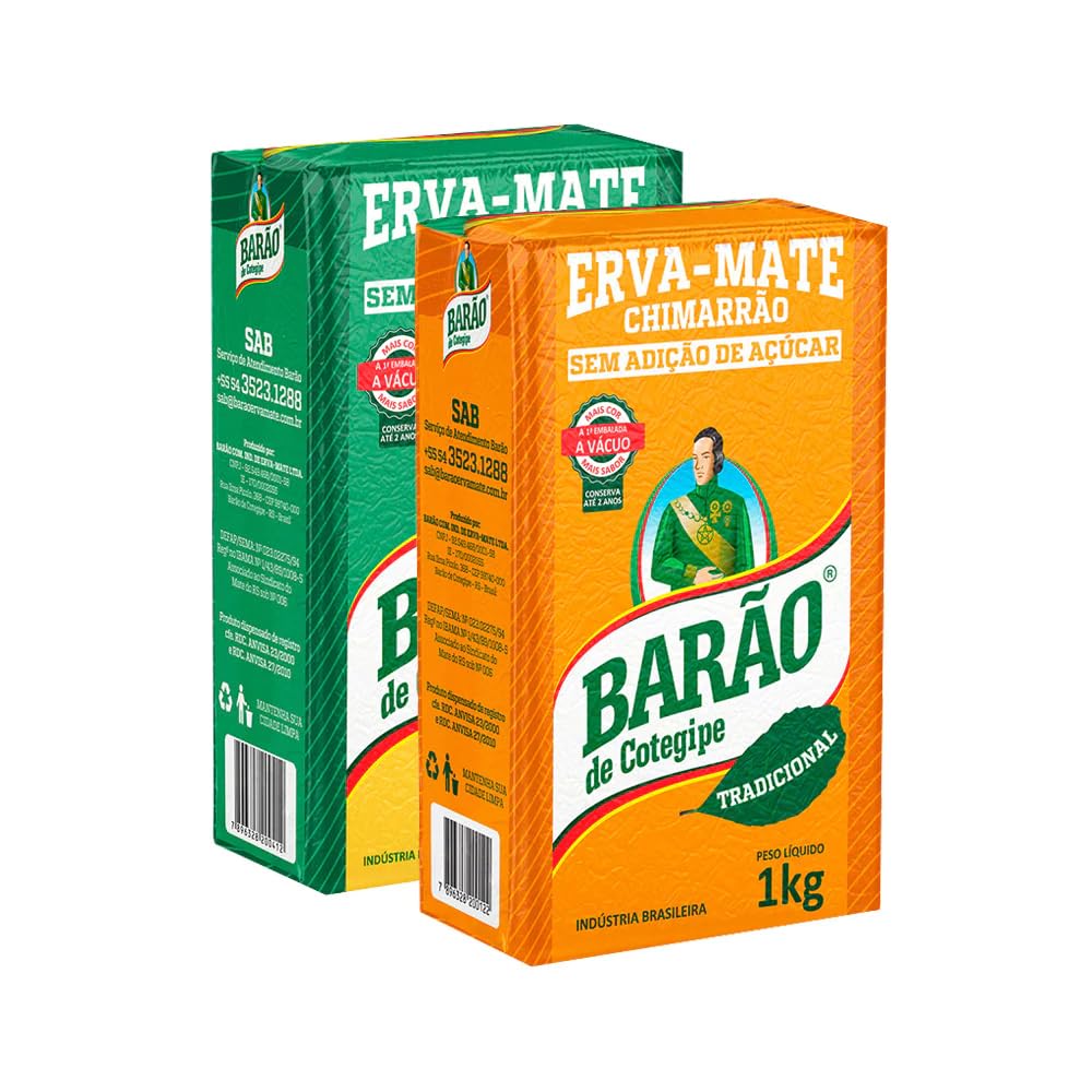 Erva Mate Tradicional e Nativa Barão para tomar Chimarrão Pack 2x 1kg