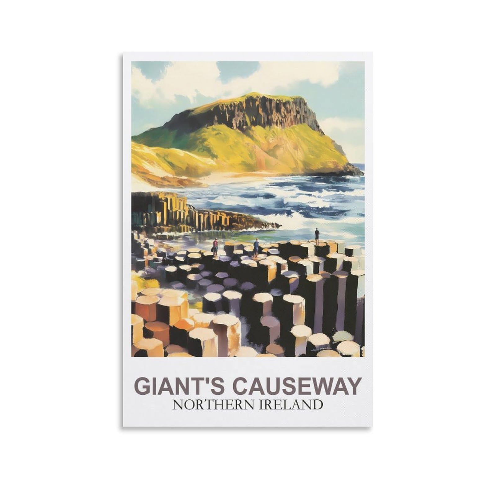 Clfmhnas Unframe-Style Giant's Causeway Northern Ireland Vintage Travel Poster 08X12inch(20X30cm) Canvas Wall Art Prints