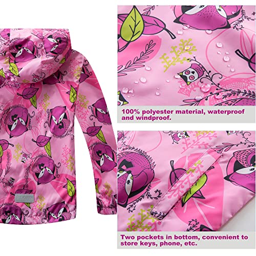 Image of Girls Rain Jackets Waterproof Lightweight Hooded Cotton Kids Outdoor Raincoats Breathable Windbreakers 4-5 Years