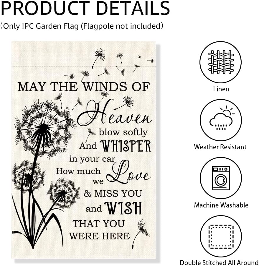 May The Winds Of Heaven Blow Softly Garden Flag, Funny Dandelion Cemetery Yard Sign for Outside, Cardinal Memorial Gifts, Condolences Sympathy Remembrance Flag - Image 3