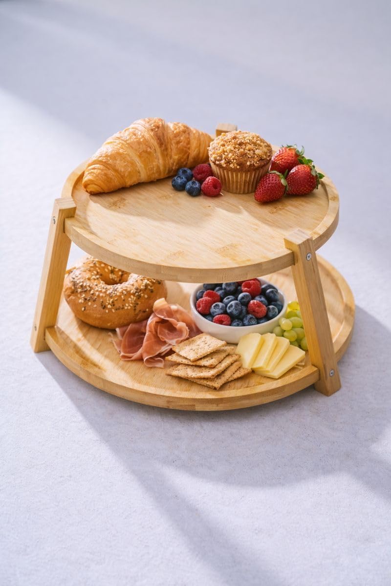 Olpad Bamboo 2 Tier Organizer Stand for Kitchen Counter, Bathroom