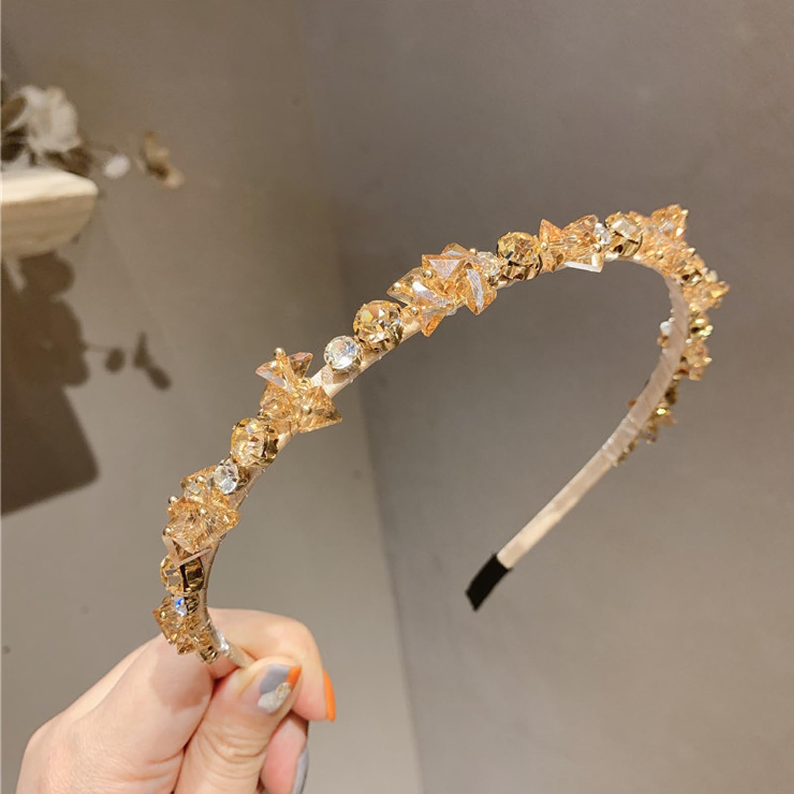 Qiwenr Crystal Headband, Crystal Side Headband, Pink Rhinestone Hair Bands, Great Headpiece for Prom Party - Image 3