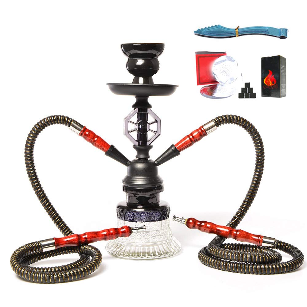 Shisha Modern Design Hookah Featuring con Clip de Carbono Gratis Gran Idea de Regalo, con Cuenco de Cerámica Creado para Durar Mucho Tiempo Set de Cachimba,Negro