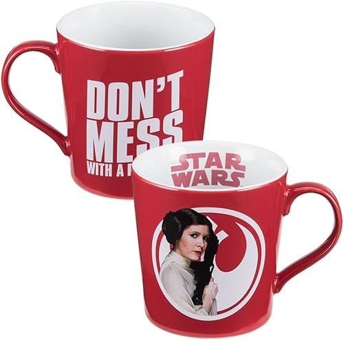 Vandor Star Wars Princess Leia - Taza de cerámica de 12 onzas, rojoblanco