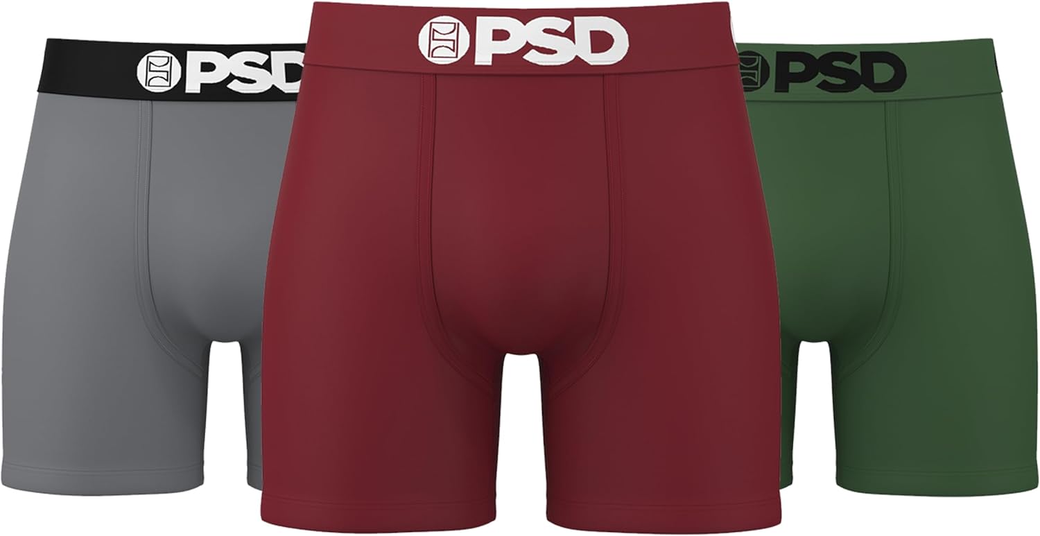 PSD Men's Mid Length Boxer Briefs - 5 Inch Inseam Breathable and Supportive Men's Underwear with Moisture-Wicking Fabric