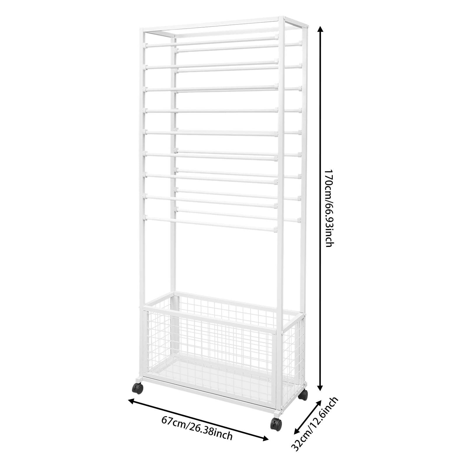 RIAHNEAH Ribbon Organizer for Craft Room, 20-Rod Scarf & Wrapping Paper Organizer, 66.93