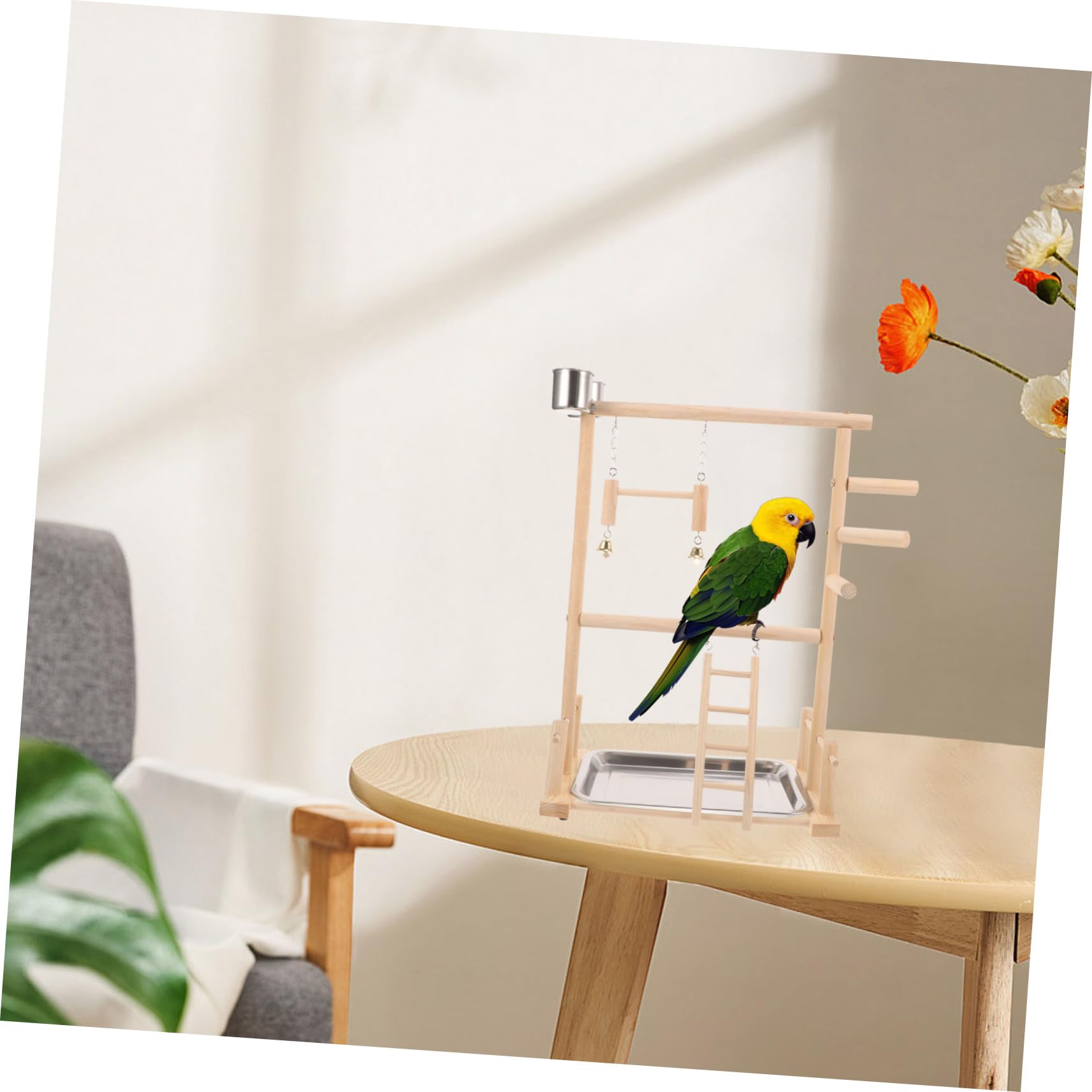 DOITOOL 1juego Soporte De Perch para Aves De Madera Área para Periquitos y Cacatúas De Juguetes para Escalera y Columpio