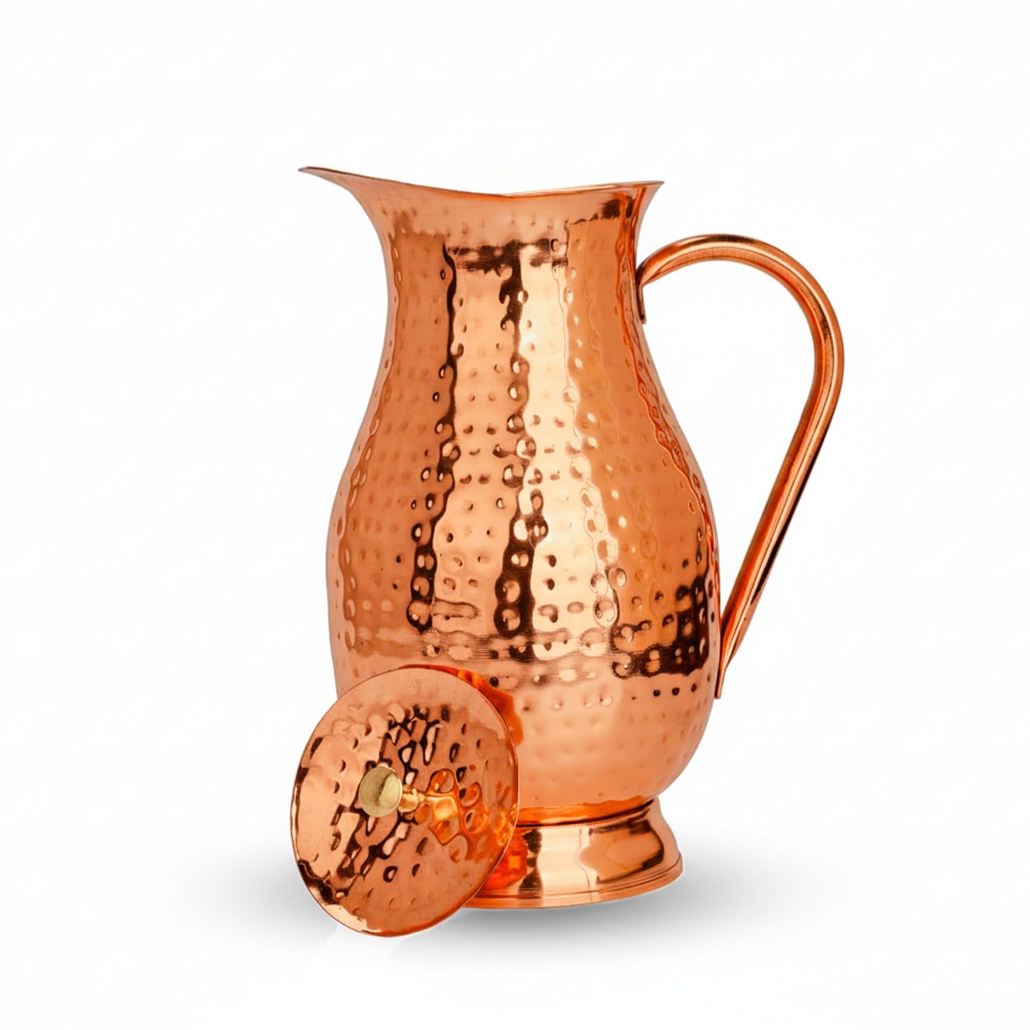 Royal Pichet en cuivre pur 1800 ml | 99,99 % cuivre de qualité alimentaire testé en laboratoire | Sans BPA et anti-fuite | Inspiré de l'Ayurveda pour l'immunité, la digestion, la maison et le bureau