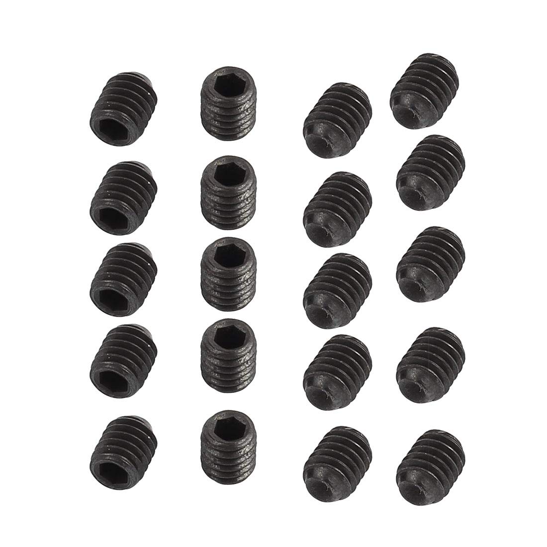 uxcell® 20Pcs Black M4 x 5mm Alloy Steel Hex Socket Set Grub Screws Headless Cup Point