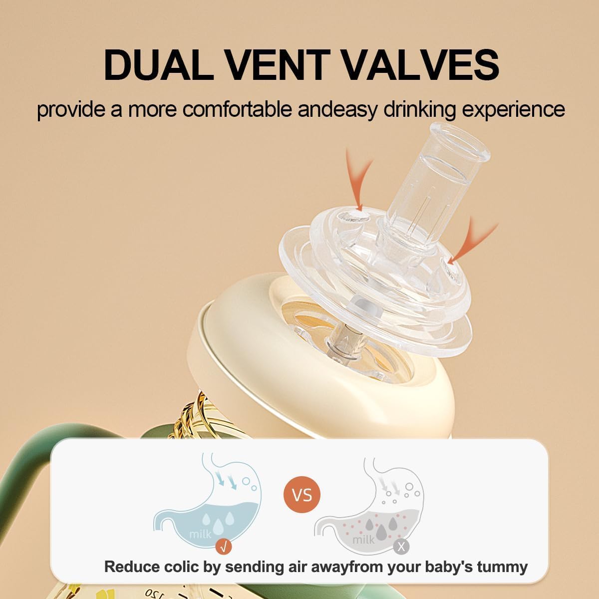 Baby Sippy Cup 240ml/8oz, Toddler Water Drinking Bottle with Non-Spill Valved Spout for 6+ Months, Orange/1Pack - Image 6