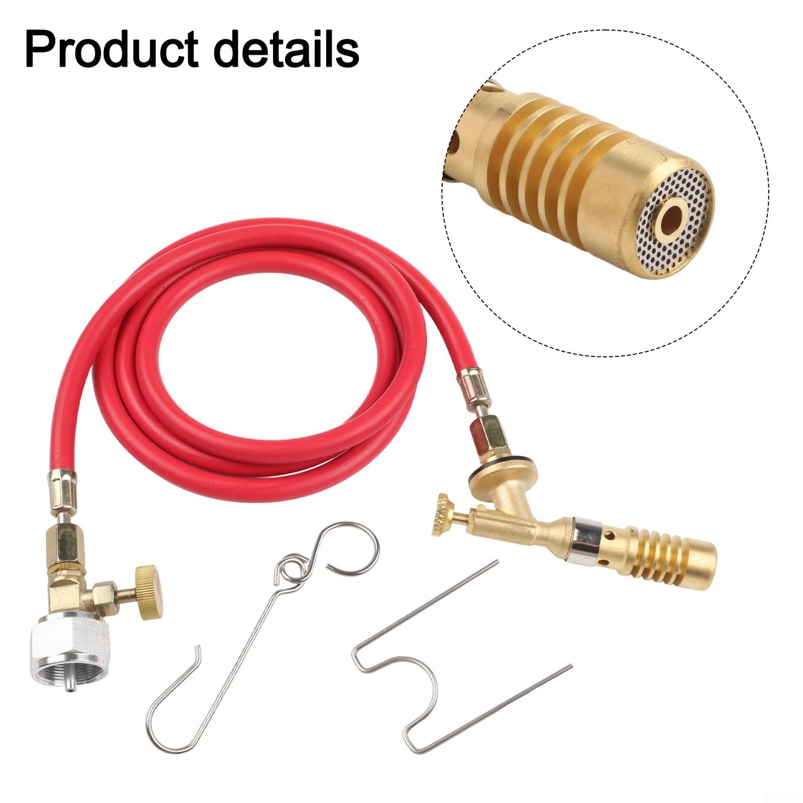 Antorcha para gas MAPP/MAP-Pro, soplete de soldadura de fontanería con manguera de 5.2 pies, construcción de latón, herramienta de soldadura de tuberías portátil