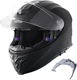 VEVOR Motorcycle Helmet Motocross Helmets Full Face Helmet Size M Helmets Made of ABS with Bluetooth Slot & Interchangeable Lens ECE Approved Comfortable Motocross Helmet for Teenagers & Adults Black
