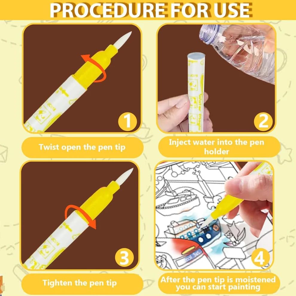 Image of SUPER TOY 2in1 Water Magic Colouring Book Busy Binder for Kids Reusable Art Craft Painting Educational Kit for Toddler Boys Girls Pre School Birthday Gift