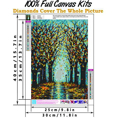 DIY 5D Diamond Painting Kits for Adults,Round Full Drill -Crystal Rhinestone Embroidery Cross Stitch Mosaic Making Diamond Art, Colored Trees Scenery Home Decor 11.8\"X15.7\" - Thumbnail 4
