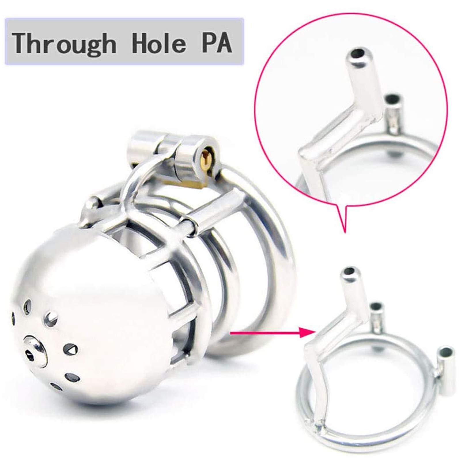Dispositif de chasteté pour Homme, Cage pénienne, Ceinture de chasteté, Dispositif de Contention en Acier Inoxydable,40mm/ 1.5in Diameter 8