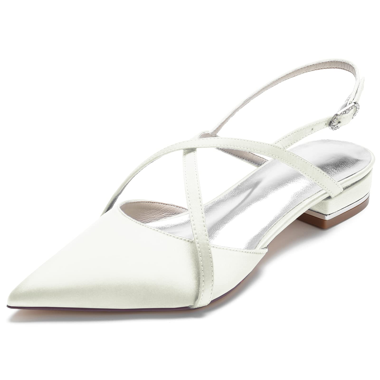 Scarpe da Sposa da Sposa con Punta Chiusa da Donna con Cinturino Incrociato per Damigelle d'Onore