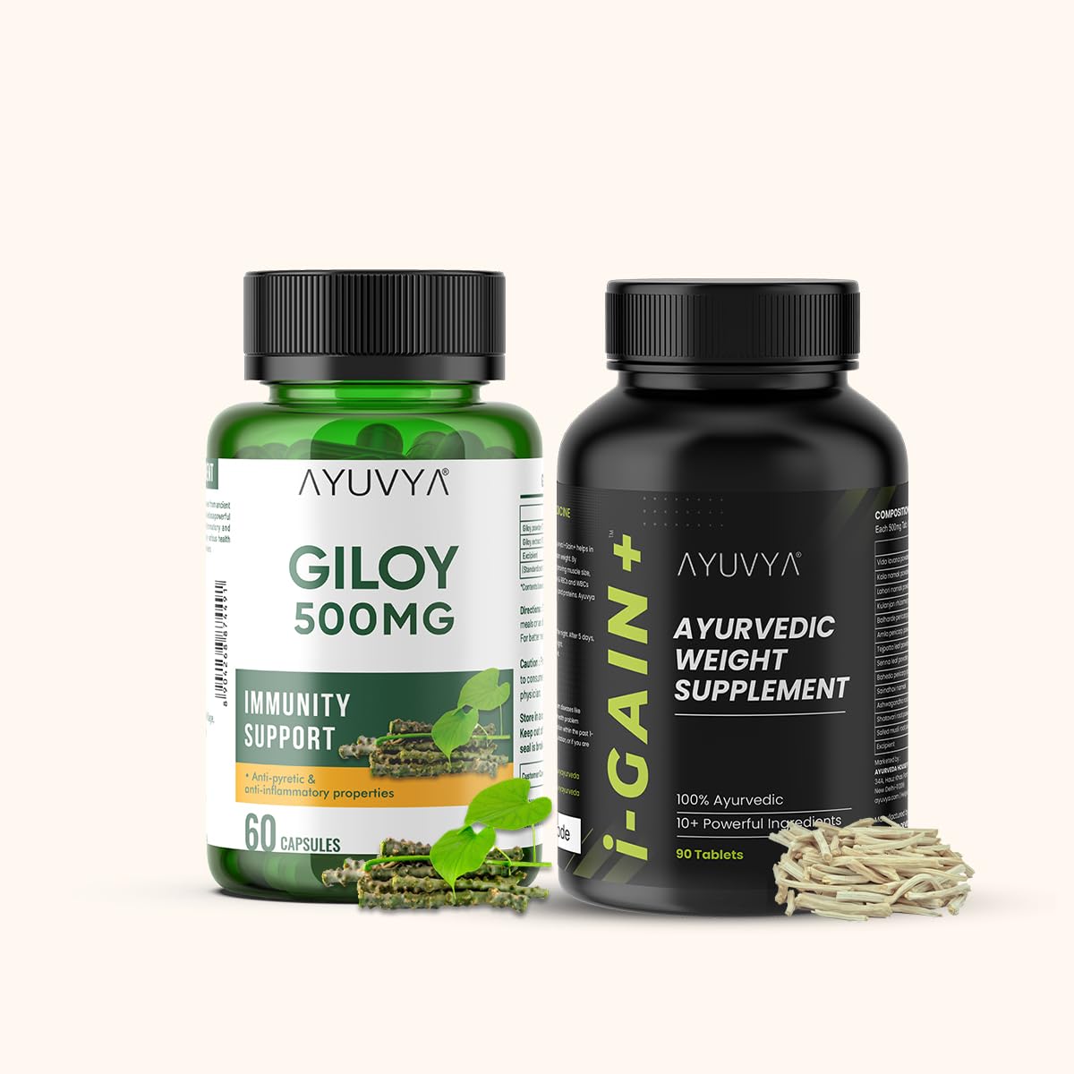 ayuvya Giloy & I-Gain+ Combo | I-Gain+ Helps In Improving Muscle Mass, Digestion, Boosting Appetite And Gaining Weight |Giloy Capsules Help In Improving Immunity, Digestion, Support Respiratory Health ayuvya Giloy & I-Gain+ Combo | I-Gain+ Helps In Improving Muscle Mass, Digestion, Boosting Appetite And Gaining Weight |Giloy Capsules Help In Improving Immunity, Digestion, Support Respiratory Health