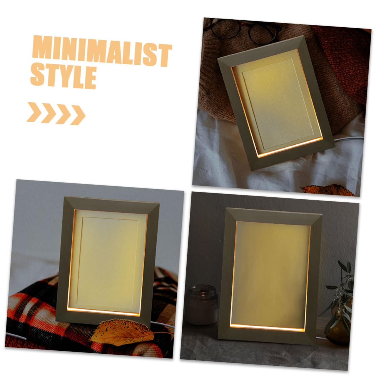 Ciieeo Marco de Fotos LED de Madera Maciza 2 Piezas 170x130 Mm Luz Cálida Usb, Marco LED Brillante para Decoración de Escritorio y Lámpara de Noche Efecto 3d para Fotos Iluminadas