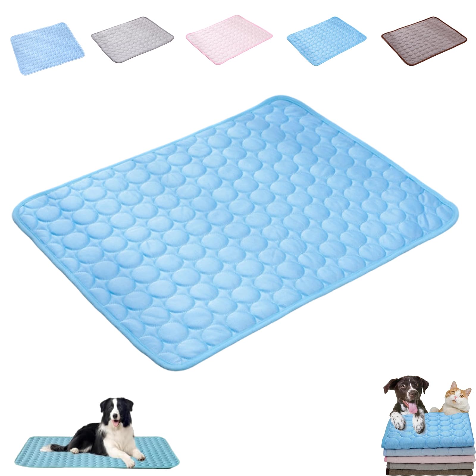 Chillpaws Cooling Mat, Reusable Dog Cooling Mat, Pet Coolings Mats for Dogs, Washable Ice Silk Breathable Pet Blanket, with Chemical-Free Ice Silk Fabric, for Dogs Cats in Hot Summer (D,100 * 70cm)
