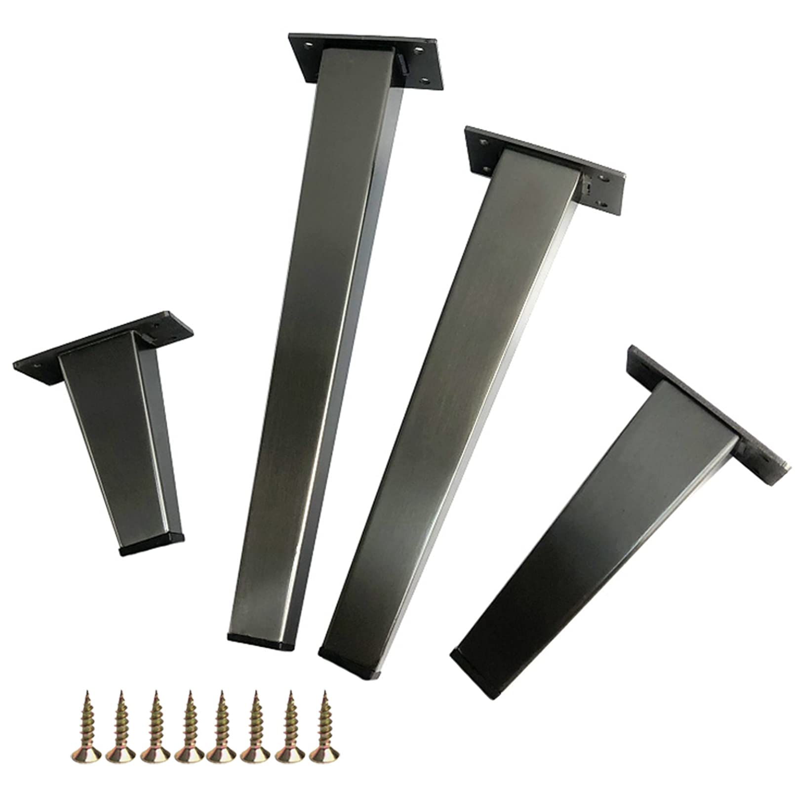 Pieds de meuble coniques carrés acier inoxydable 6 cm titane noir pour chaise