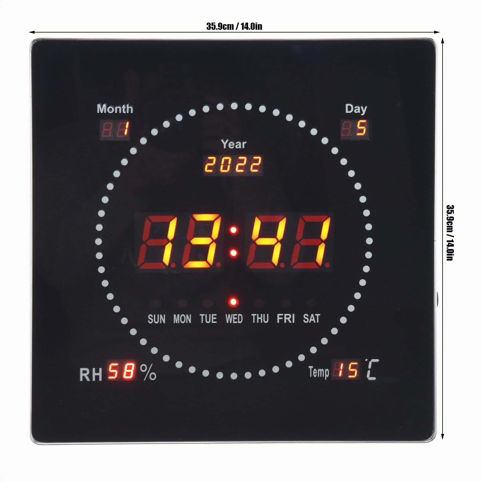 Topiky Große Digitale LED Wanduhr, Batteriebetriebene Digitale Tischuhr, Große Ziffern, Wöchentliche Temperatur, Kalenderwecker für das Büro Im Schlafzimmer von älteren Menschen