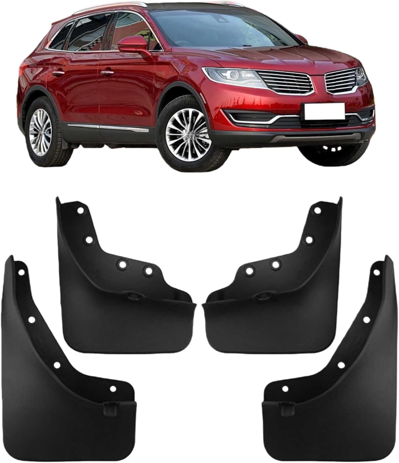 Mud Flaps for Lincoln MKX 2015-2018, No Drill Splash Guards Fenders 4PCS Front Rear Set All-Weather Protection